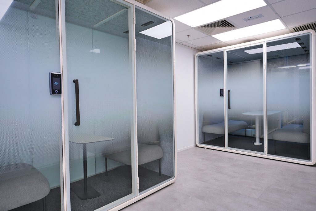 Soundproofed phone booths